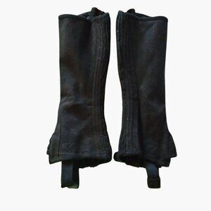 Shires Black Suede Child Large Riding Half Chaps Equestrian Gear Zipper Closure